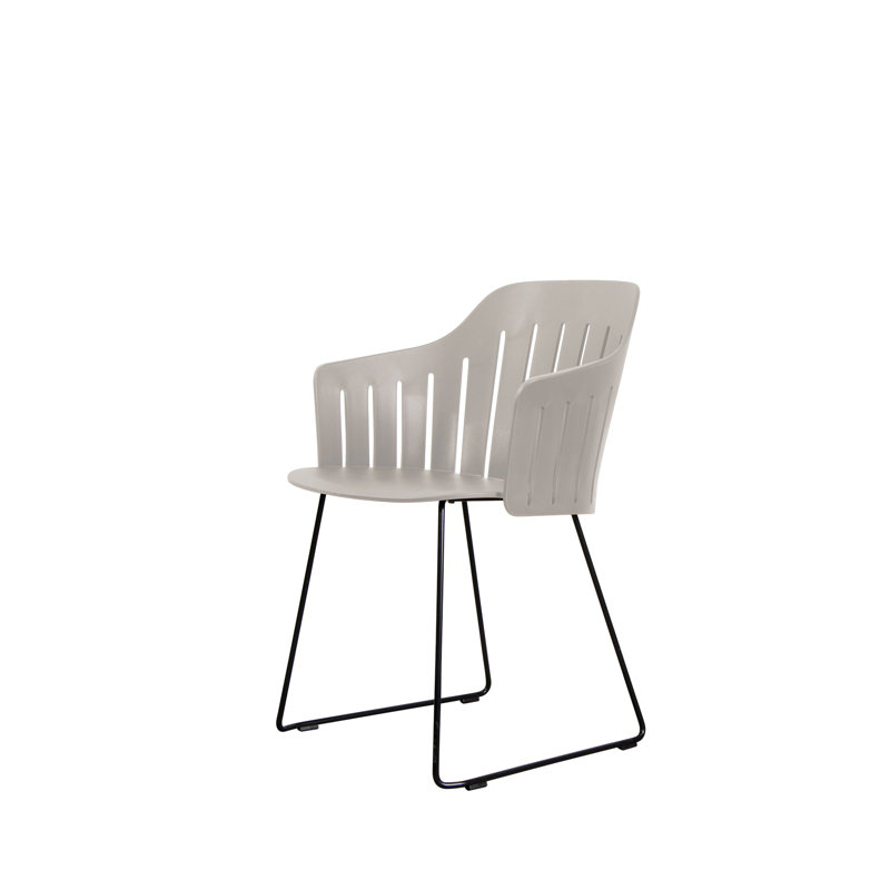 Choice Chair Indoor and Sledge Steel Base with Upholstery Cover Set (Cane-line Ambience Seat-Back Cover), Dark Gray, Taupe