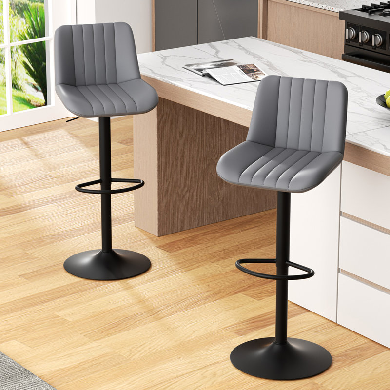 Adjustable Height Counter Stool  (Set Of 2), Gray