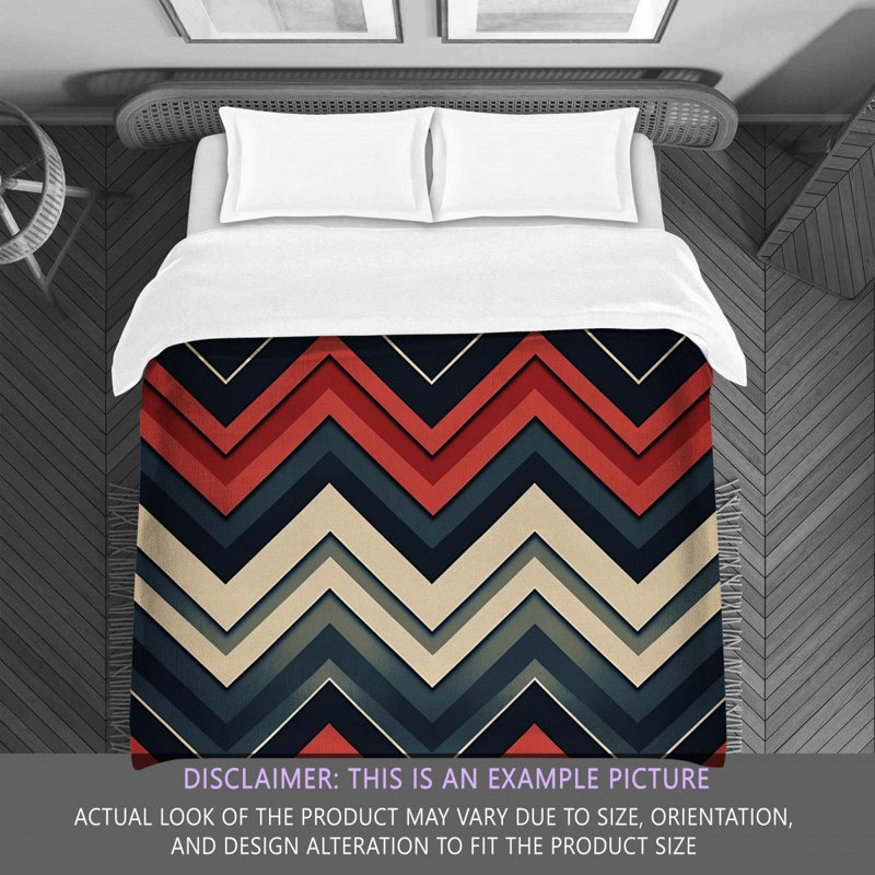 Chevron Comforter, Twin Comforter, Navy/Red