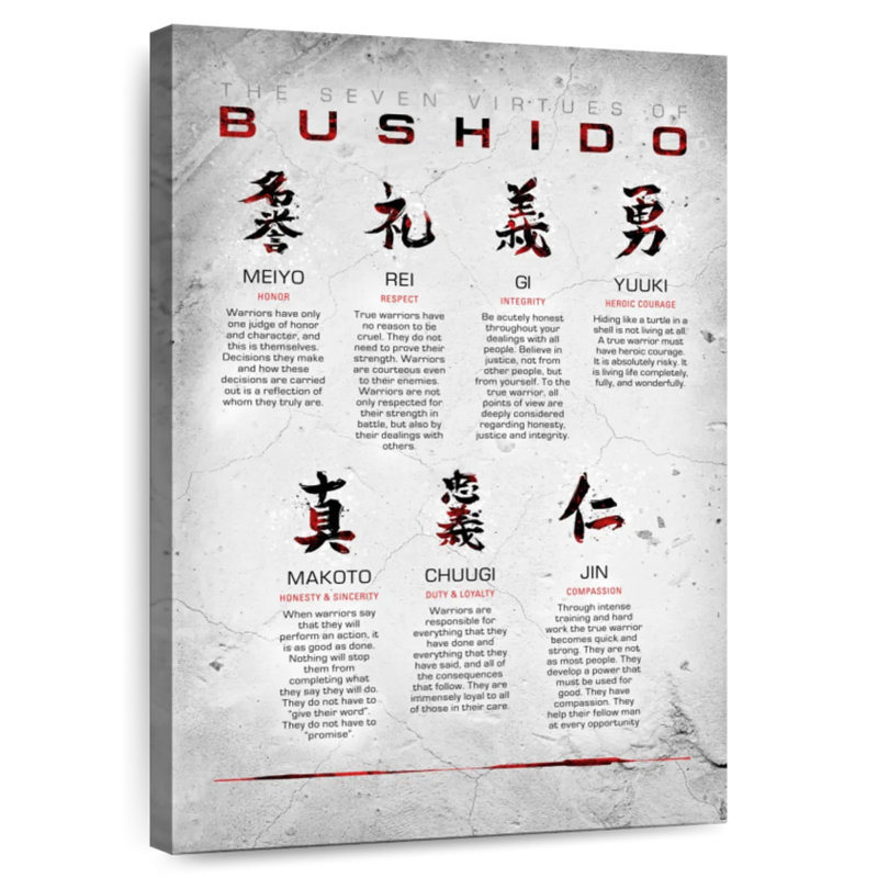 Vertus du Bushido blanc, H 36 po x l 24 po