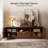 Tv Stand For Tvs Up To 65 Inch, Mid Century Modern Entertainment Center With Storage, Tv Console With Cabinet And Adjustable Shelves For Living Room, Bedroom, Brown Cherry