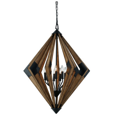 Arezzo 9-Light Wood Chandelier with Metal Accents