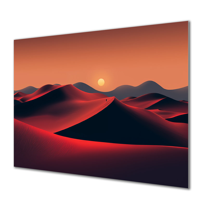 Noir et rouge, désert, lever de soleil, photo IV - désert, art mural en métal, H 30 po x l 40 po x P 1,5 po