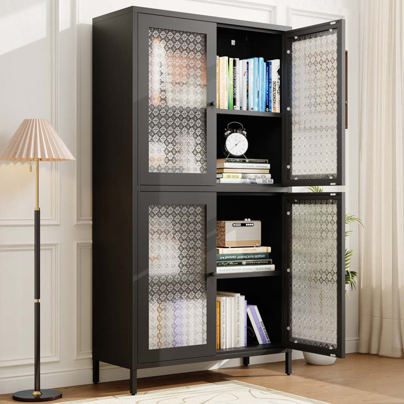 Vitrine avec 4 portes en verre et 4 tablettes