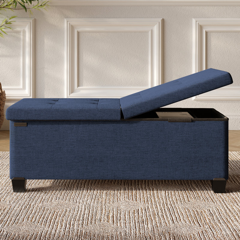 Banc de rangement avec repose-pieds Vérrant, 15"H x 43"W x 15"D, Blue
