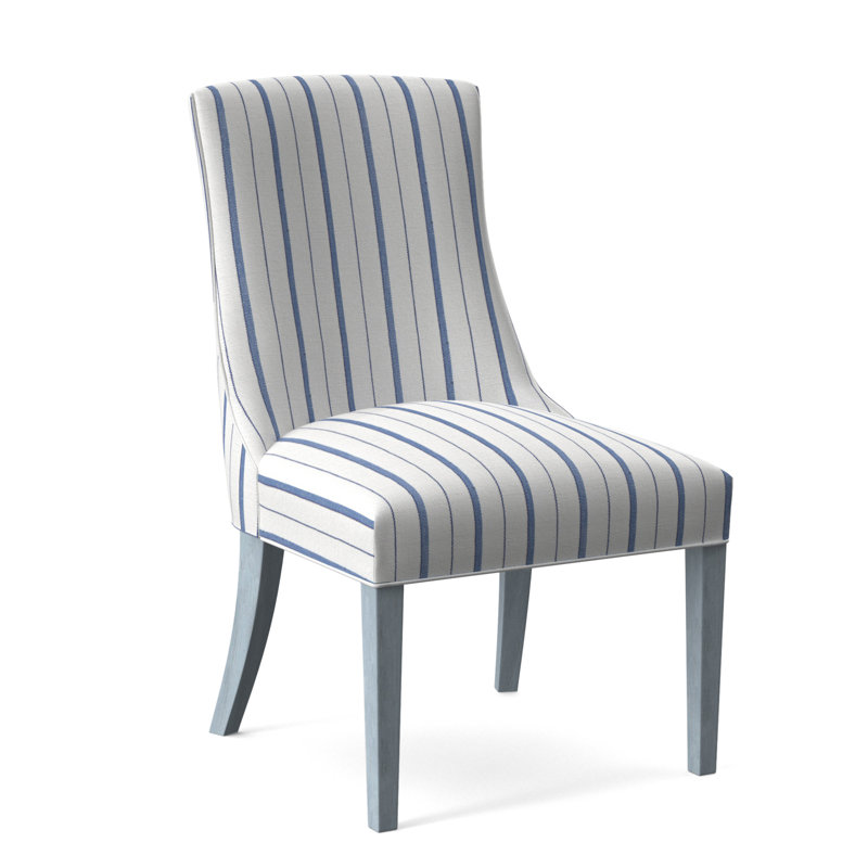 Chaise de salle à manger Tuxedo, Rayures bleu cobalt 0204-64, Finition verre de mer