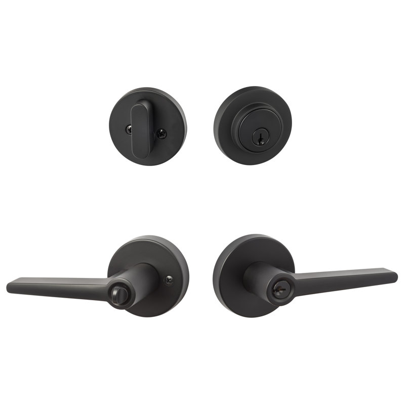 Basel Round Entry Lever with Deadbolt Combo, Black