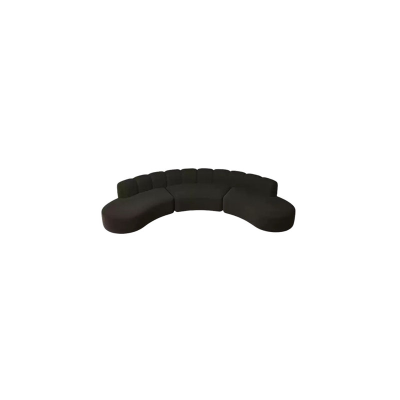 Canapé d'angle noir semi-circulaire incurvé, 5, 25.59" H x 118.11" W x 33.47" D