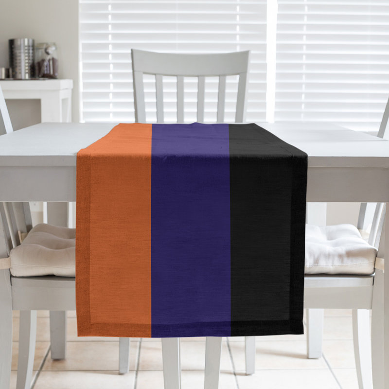 Chemin de table de basketball, L 90 po x l 16 po, Phoenix orange / mauve / noir, Croisé en coton