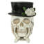 Décoration d'Halloween tête de mort 9 po avec chapeau et roses