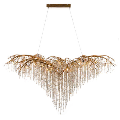 Lustre éclectique en or 26 lumières avec cristal