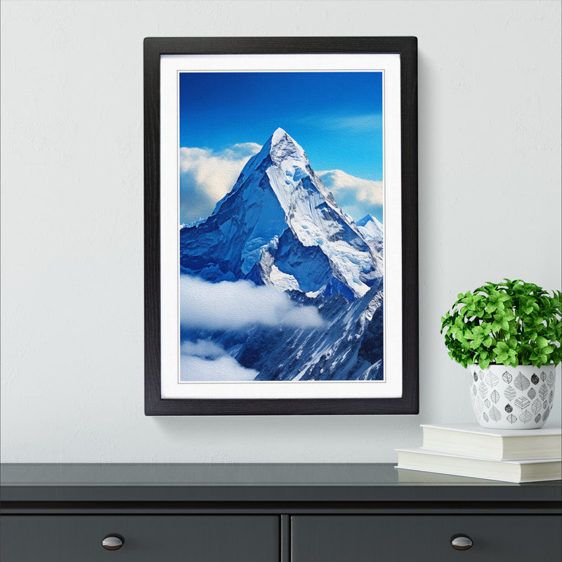 Mount Everest Constructivism - Single Picture Frame Print on Wood, Black Framed, 64cm H x 46cm W x 2cm D