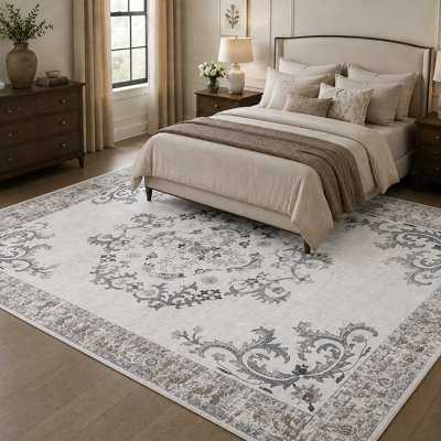 Tapis oriental neutre antidérapant Laiden pour salon, chambre à coucher, tapis de couloir d'intérieur