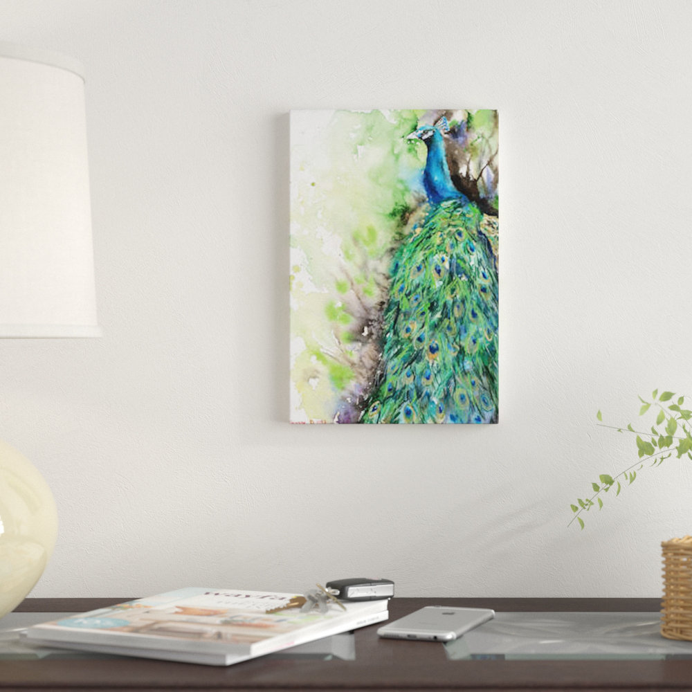 East Urban Home Peacock by George Dyachenko - Print On Canvas | Wayfair
