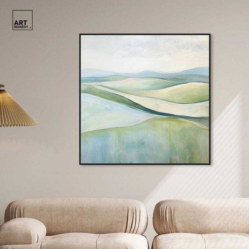 «Flowing Hillscape» par Art Remedy, H 41 po x l 41 po x P 1,8 po, Cadre flottant noir