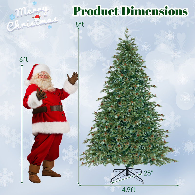 8 pi Arbre de Noël avec lumière, pommes de pin, 8'