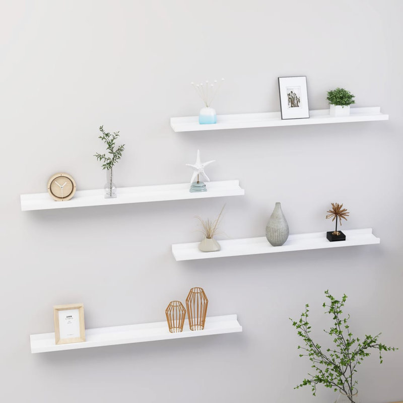 Gracelinn 4 Piece Floating Shelf, 3cm H x 80cm W x 9cm D, White