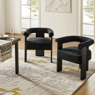 Weisberg 24''W Modern Boucle Dining Chair with Solid Wood Legs