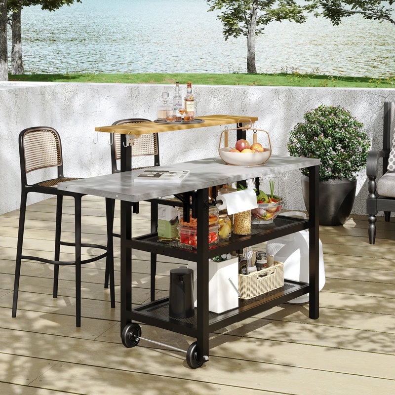 Table de gril d'extérieur, table de préparation pliante extérieure mobile et grille de barbecue portative pour le rangement