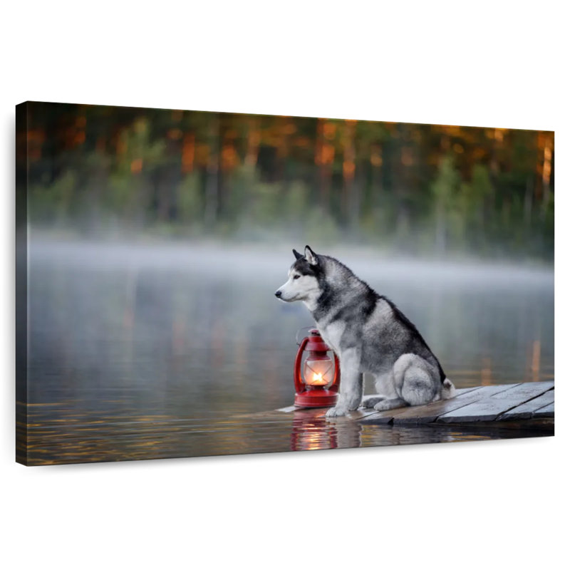 Bramky Husky sur le quai du lac, H 20 po x l 30 po