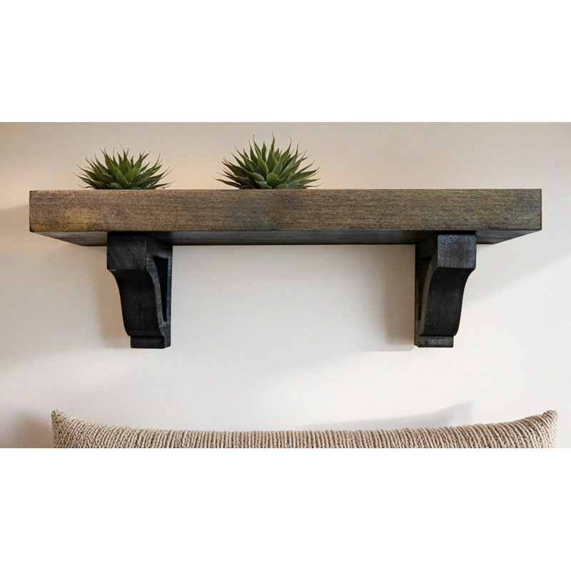 Rayne Shelves/W Corbels, Dark Walnut, 7" H x 43" W x 4.5" D