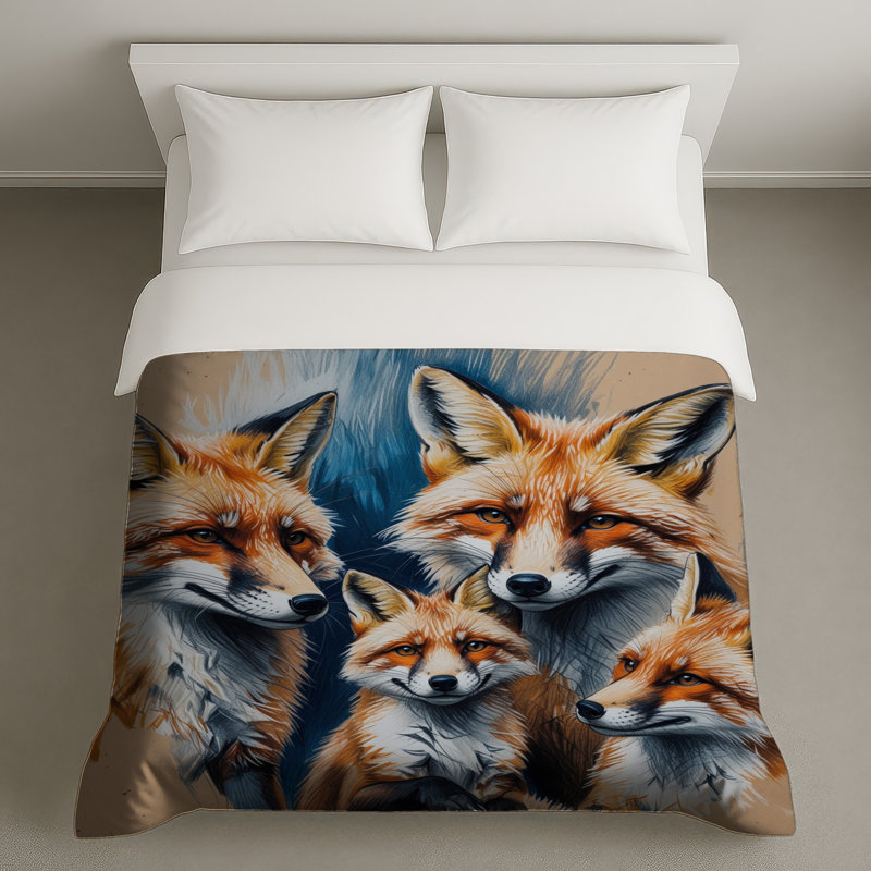 Housses de couette Group of Foxes, Grand lit