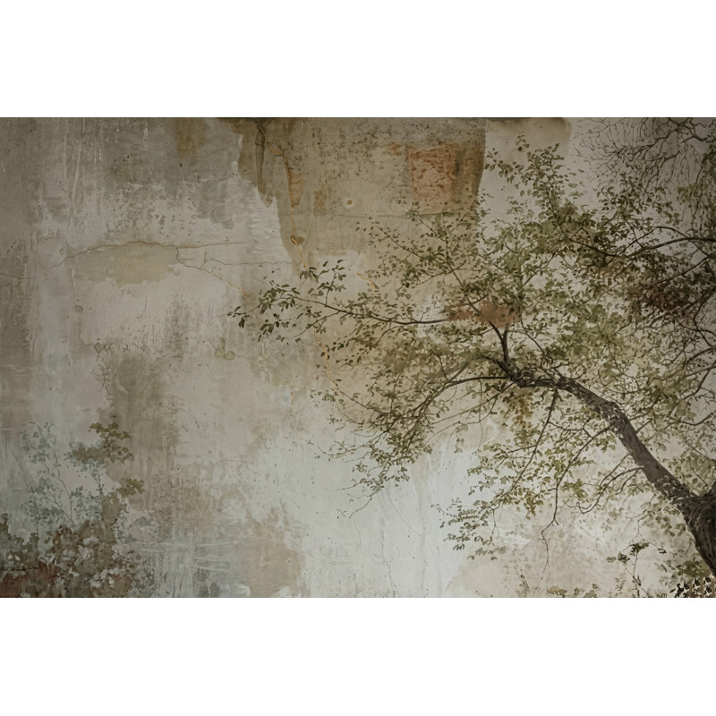 Décoration murale en branches d'arbres délicates feuilles de plâtre vieilli amovible, Texturé non collé, 200 po x 120 po