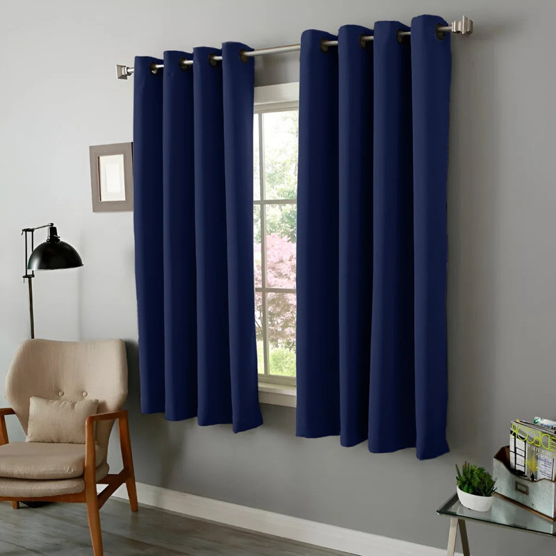 Cariya Small Window Eyelet Blackout Thermal Curtains  – Light Blocking & Energy Efficient, Navy