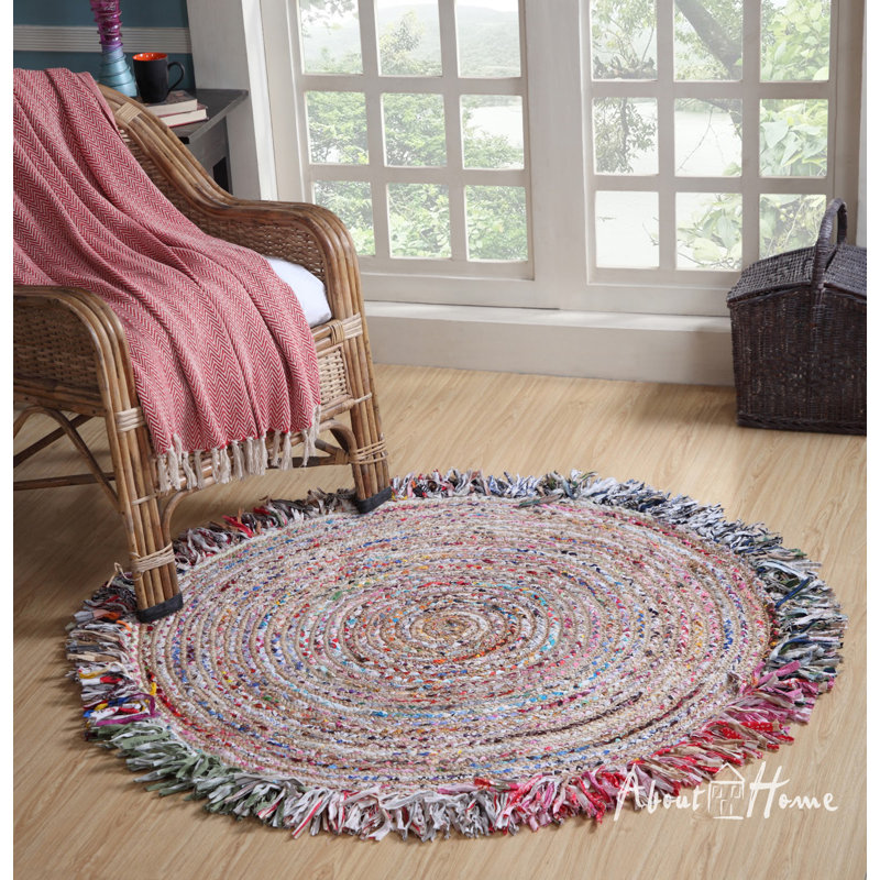 Round Anton No Pattern And Not Solid Colour Hand Woven Area Rug, Round 180cm