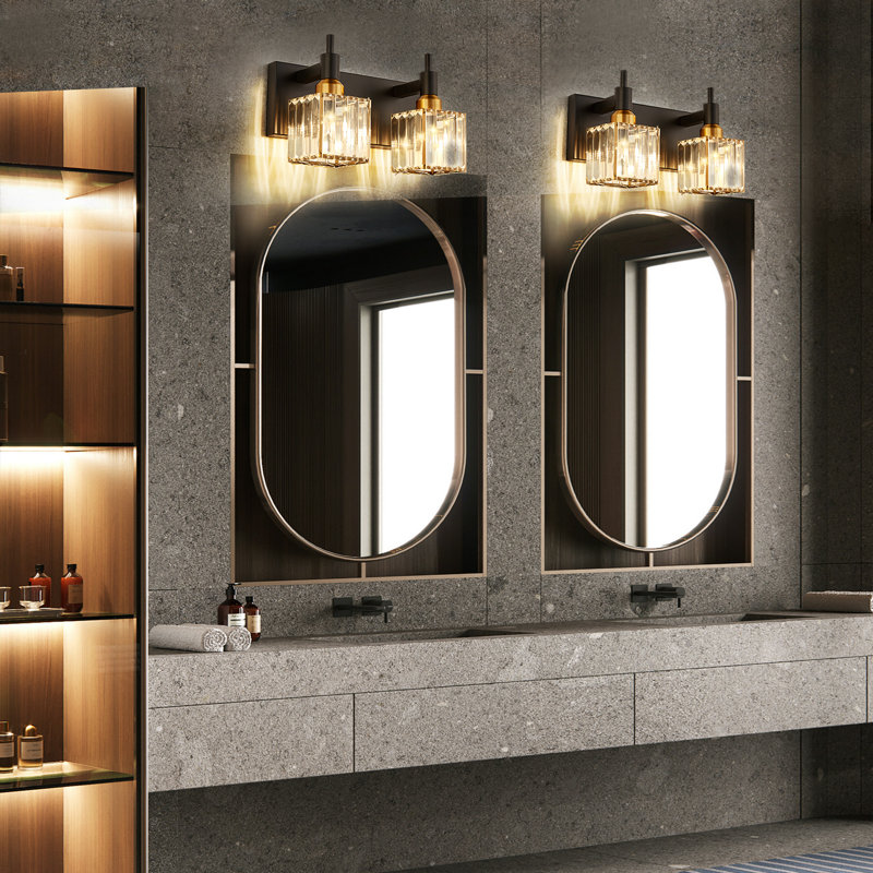 Taevion Dimmable Vanity Light, Matte Black/Gold, 2 Lights