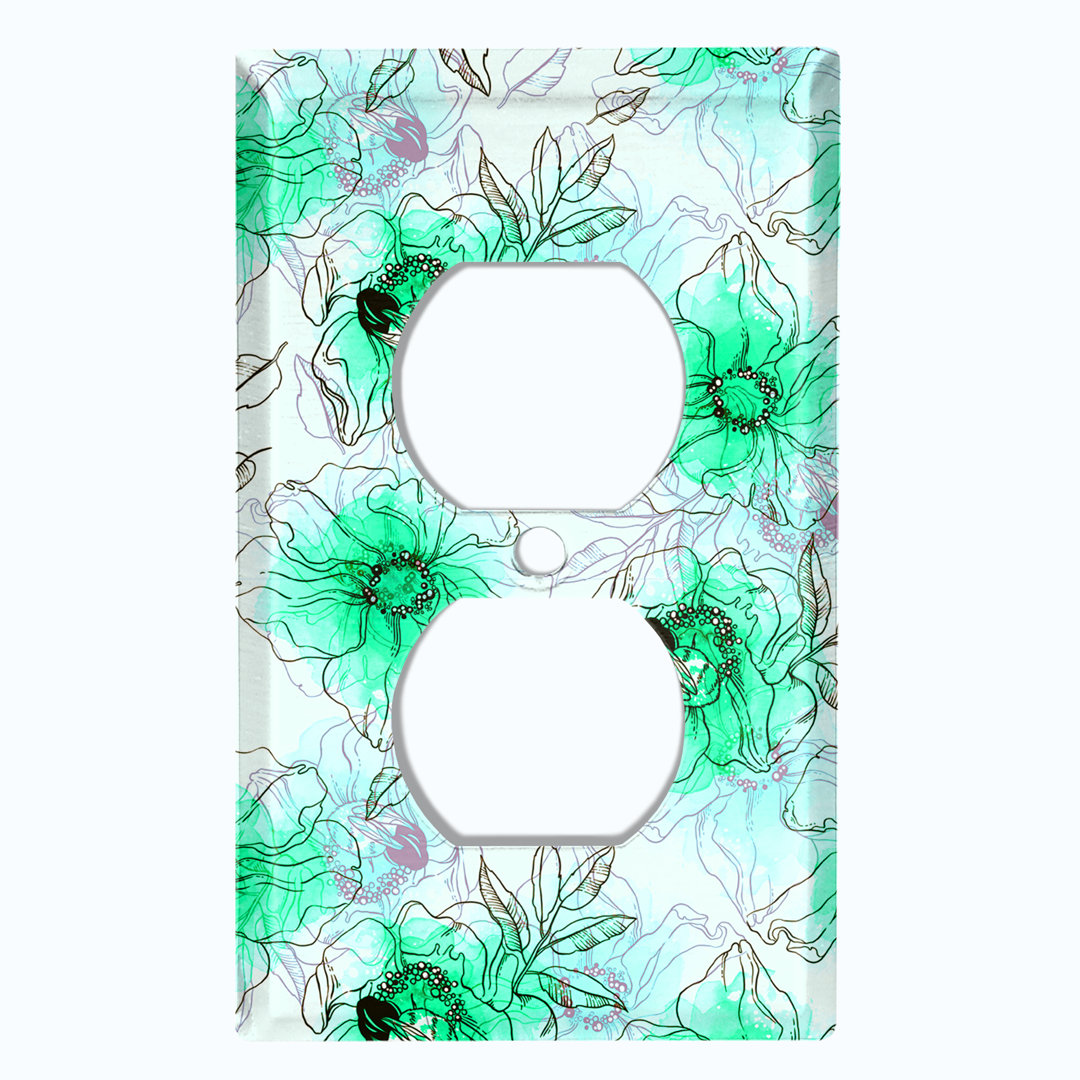 Flowers Patterned 1 - Gang Duplex Outlet Standard Wall Plate WorldAcc 