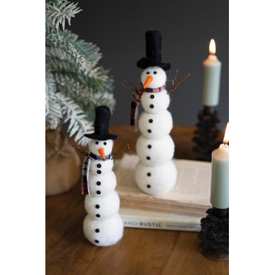 SET OF TWO FELT SNOWMEN