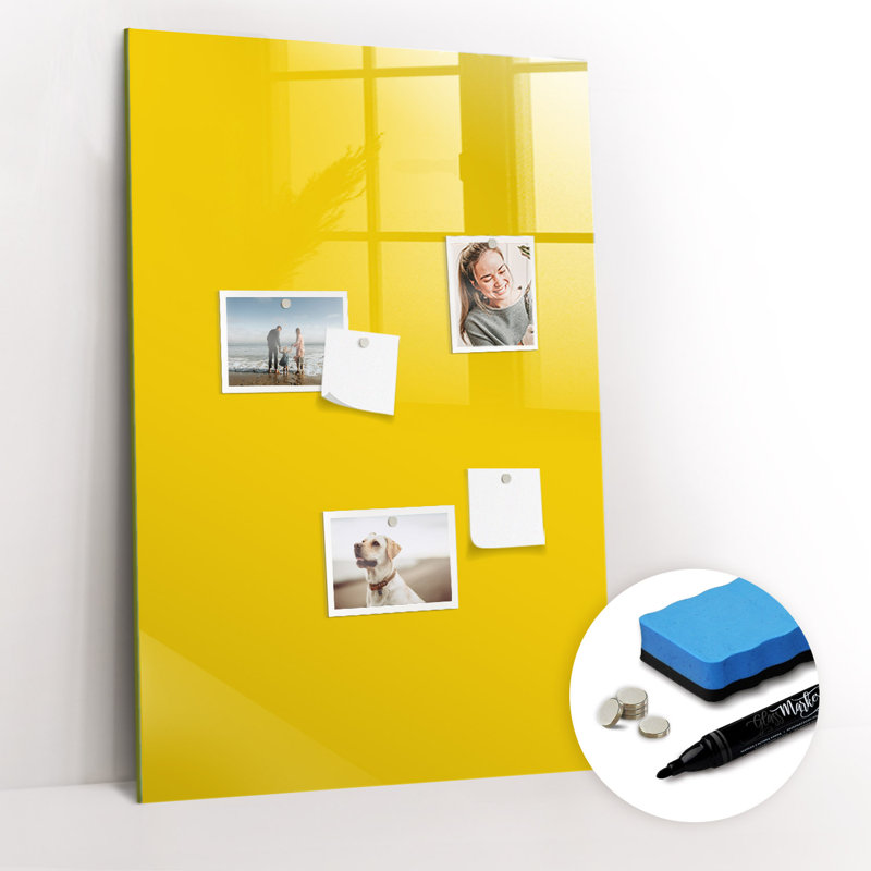 Magnetic Glass Dry Erase Board, Light Yellow