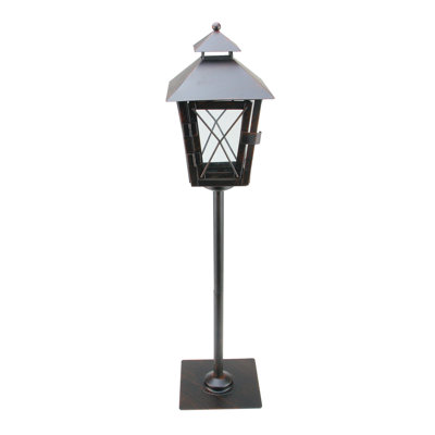 Lanterne de Noël 24 po en métal brossé noir et rouge rouille