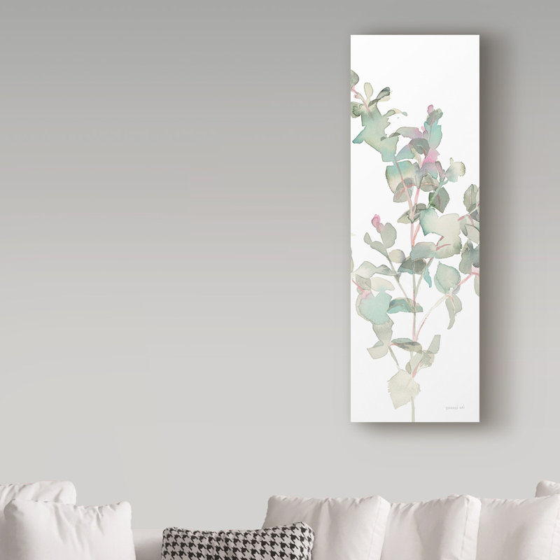 Reproduction d’art sur toile tendue, "eucalyptus II White crop" par Danhui nai, H 32 po x l 10 po