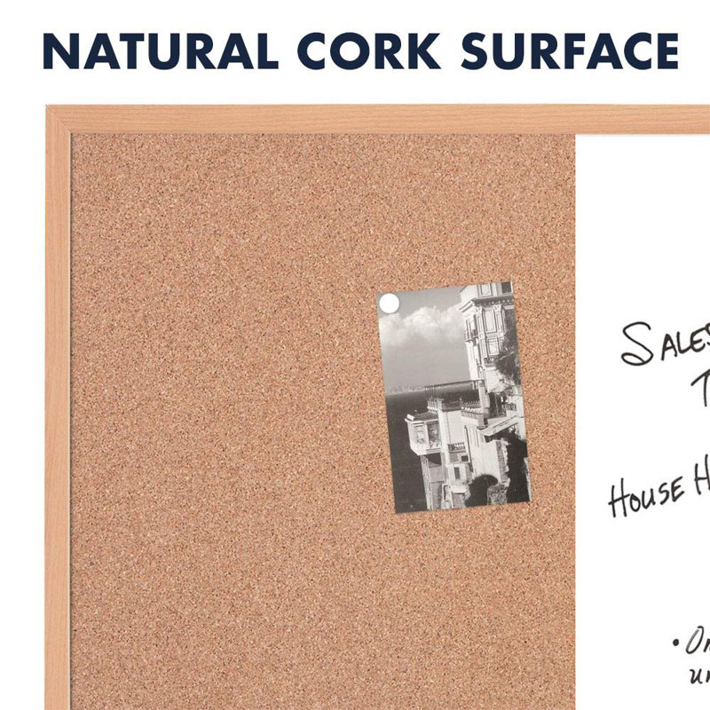 Oak Finish 17" x 23" Dry-Erase and Cork Combination Board