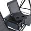 Balançoire de patio grise 2 places, avec auvent, table de rangement, porte-gobelet, store réglable, structure en acier robuste, capacité de charge de 240 kg (528 lb).