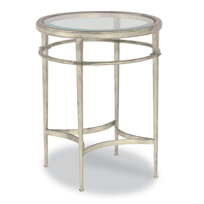 Madeline Glass Top End Table, Silver, 24"H x 19"W