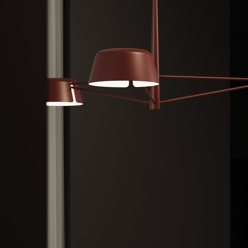 Ray LED Chandelier, 3, Oxide Red, Oxide Red