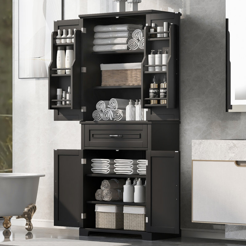 Armoire de rangement de salle de bain avec portes et tiroir