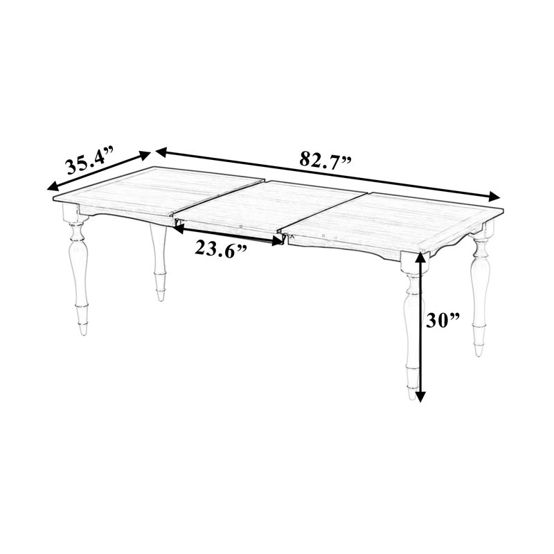 Table de salle à manger extensible avec charme rétro, fabrication en bois massif, 8 sièges 82,7 pouces amovible feuille 23,6 pouces - Flair pour la zone
