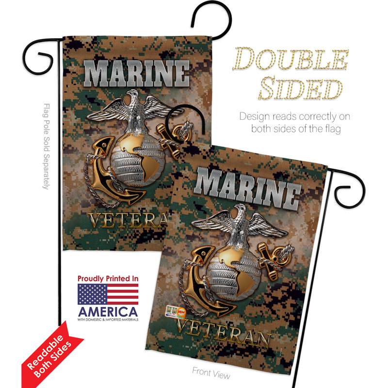 Vétéran de l’armée américaine-impressions décoratives american applique en polyester à 2 faces 19 x 13 po. drapeau de jardin