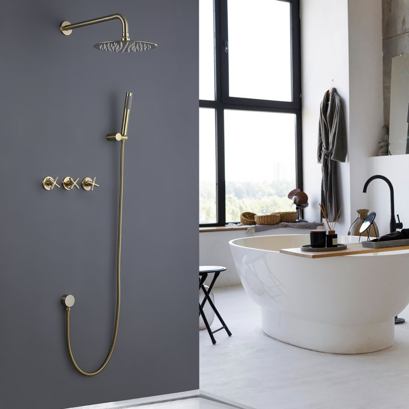 Cox Bathroom Wall Shower System, Or brossé
