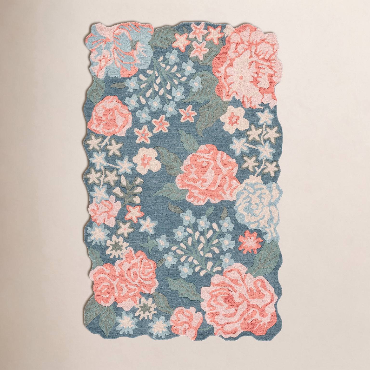 Hand-Tufted Wool Floral Rug, Rectangle 9' x 12'