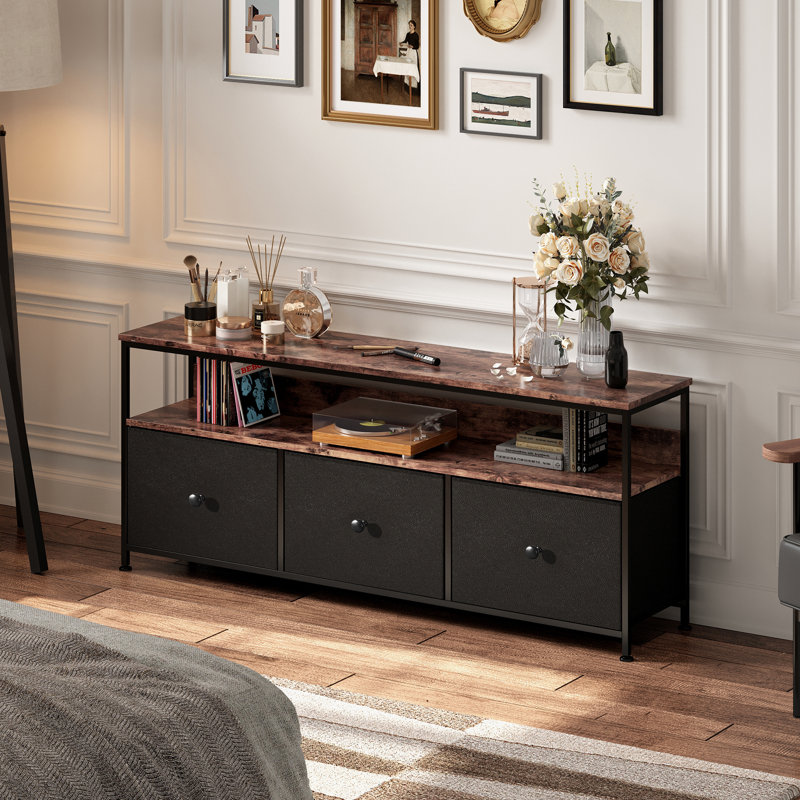 Unfinished TV Stand, 57cm H x 108cm W x 29.8cm D, Black