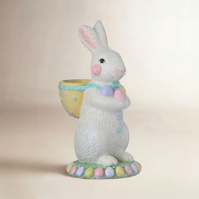 Fletcher Sugared Bunny with Basket Figurine