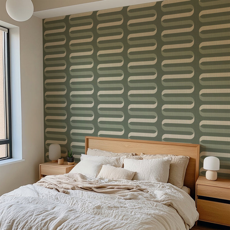 Folding Ribbon - Thyme Green Wallpaper, Paper