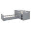 Lit mezzanine simple en L et lit plateforme simple avec 7 tiroirs et garde-corps complets en forme de L-227428773