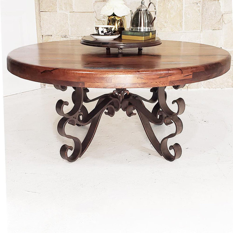 Chic Luxury Ranch Mesquite Wood Round Coffee Table Model 1237 Aaa