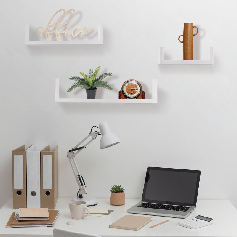 3 tablettes flottantes en U Keokee, Blanc